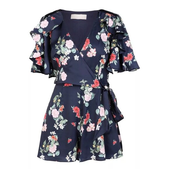 Keepsake The Label for Me Navy/Floral Summer Beach Playsuit Romper Women size M - Picture 1 of 13